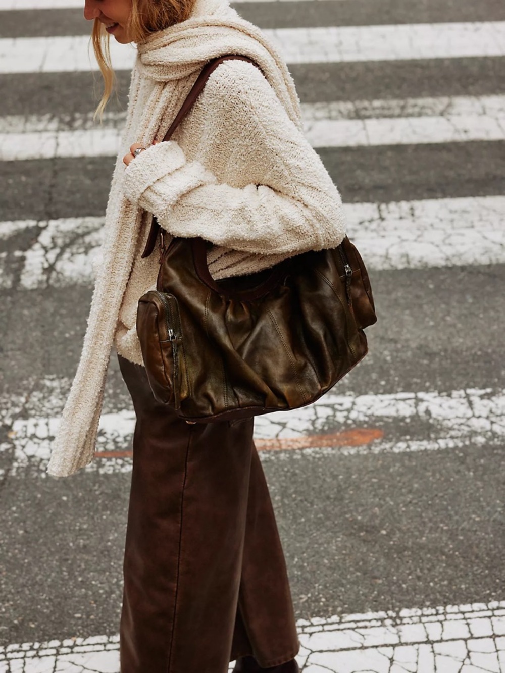 $398! Free People We The Free Hattie Hardware Shoulder Bag Olive NEW - Picture 7 of 8